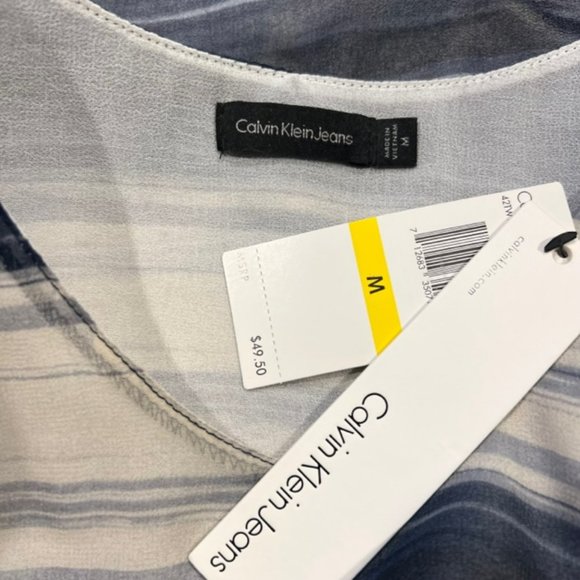 Calvin Klein Jeans NWT Navy & White Sleeveless Blouse Size M - Picture 8 of 8